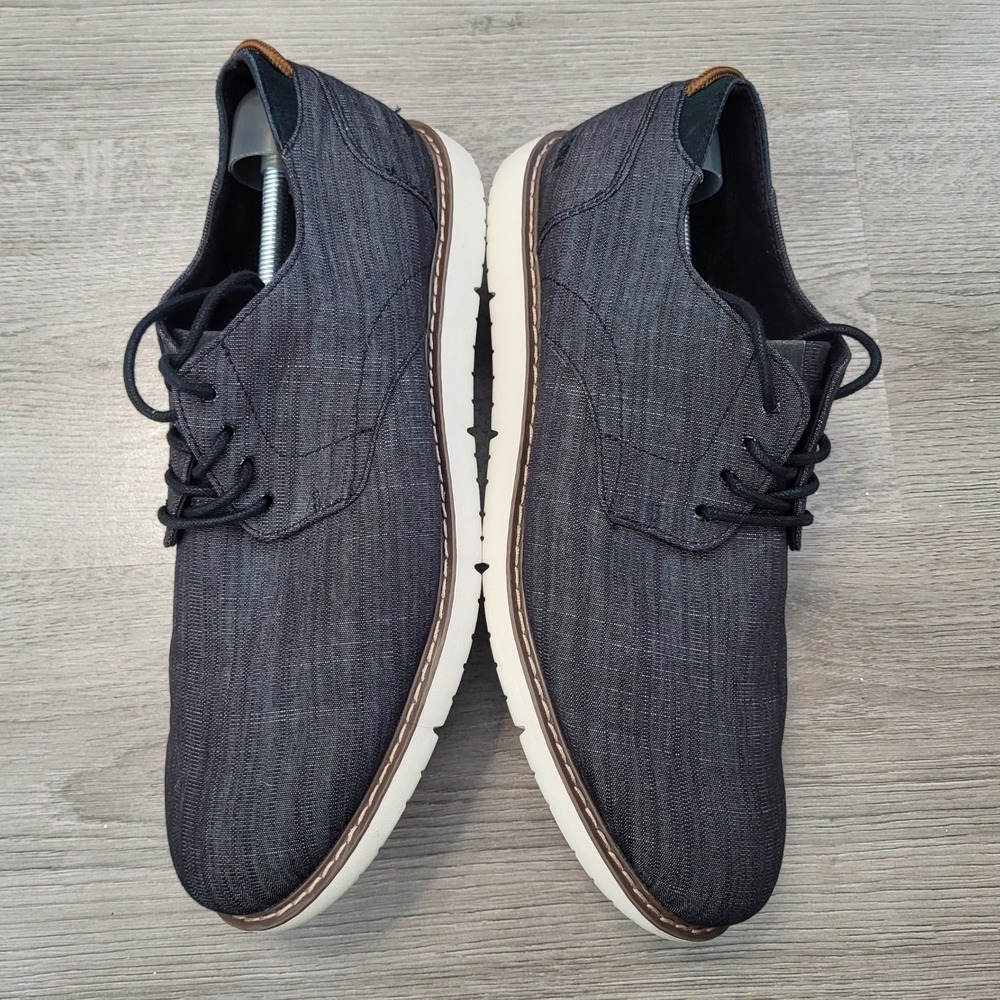 TOMS Mens Navi Oxford Sneakers Black Denim Lace Up Shoes Size 11.5 Smart Casuall